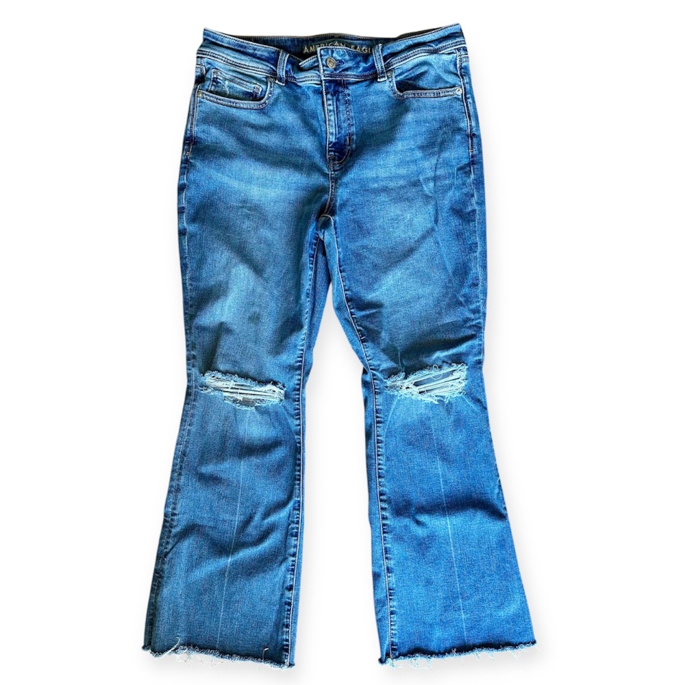 AE Next Level Ripped Low-Rise Kick Bootcut Jean Size 12 Short